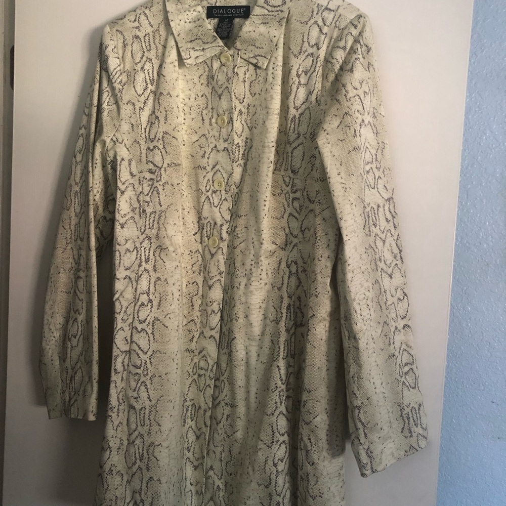 Dialogue Cream Snake-Print Long Sleeve Shirt Dress